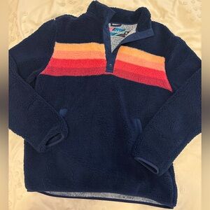 Chubbies Fleece Quarter Button Up Jacket: Navy with Pink Stripes